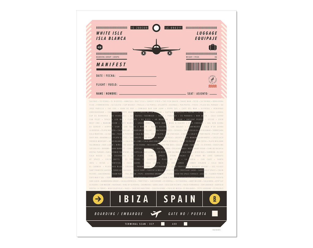 Minimal style design of Ibiza luggage tag