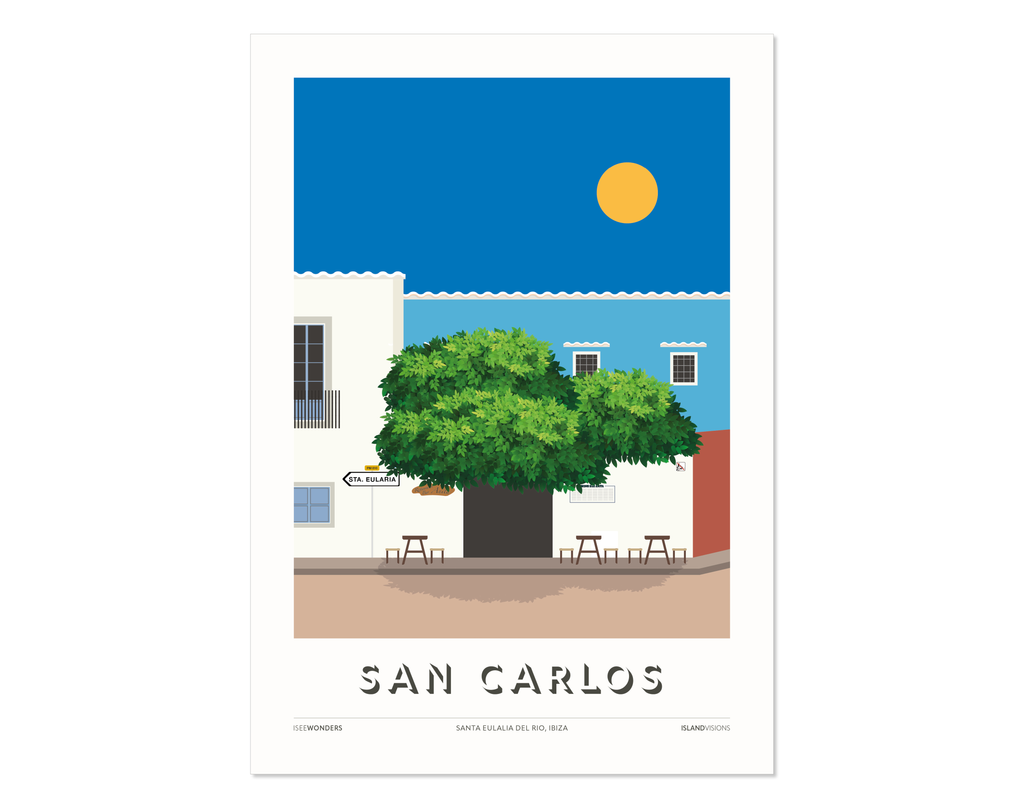 Minimal style graphic design print of Bar Anita, San Carlos, Ibiza.