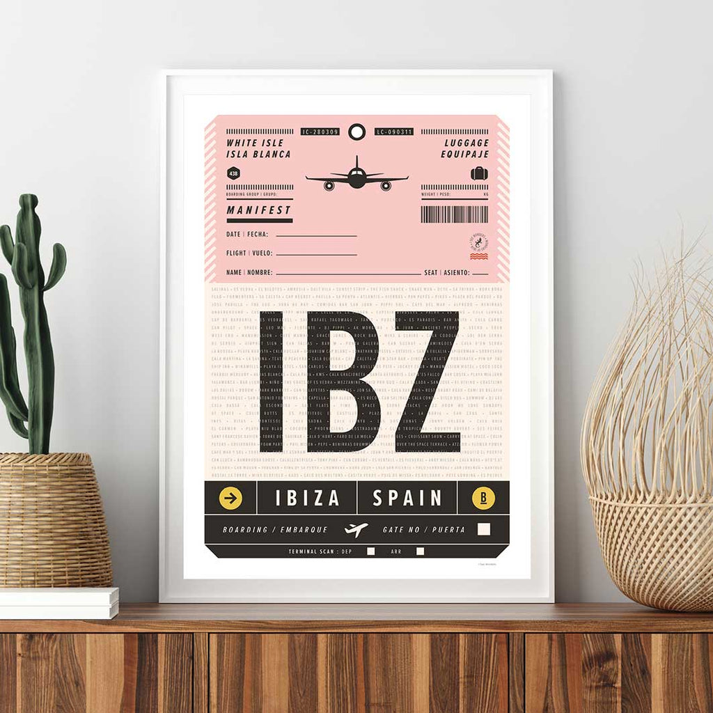 Framed minimal style design of Ibiza luggage tag