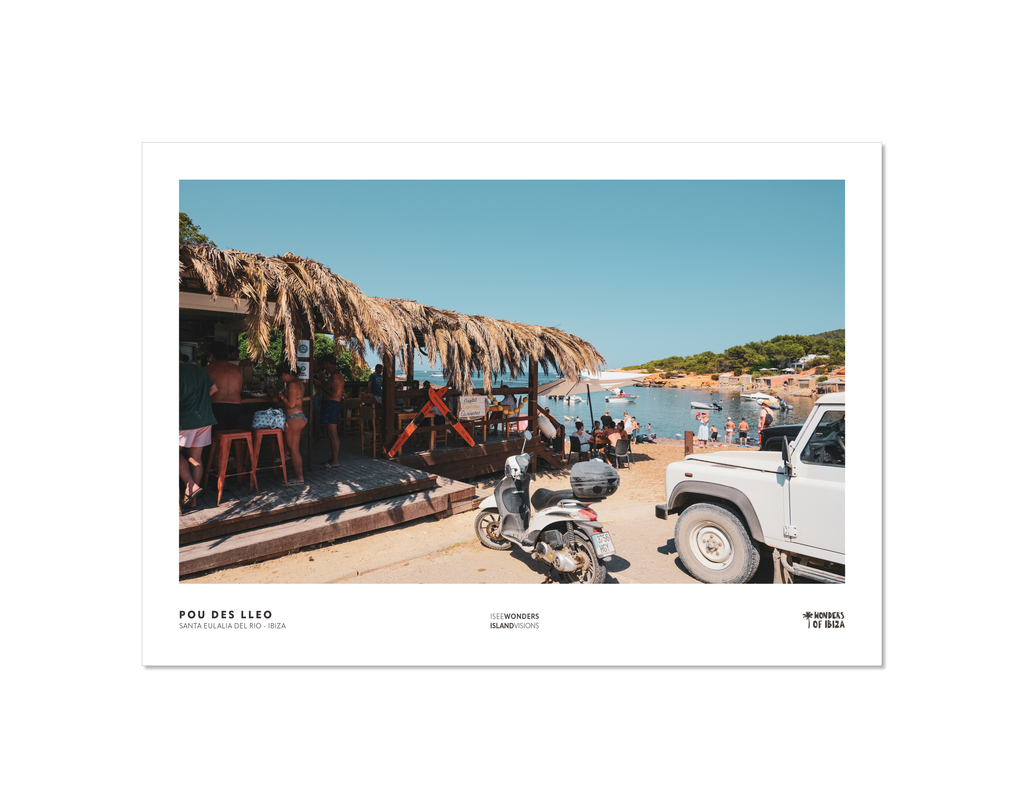 Photographic print of the chiringuito at Pou des Lleo beach, Ibiza.